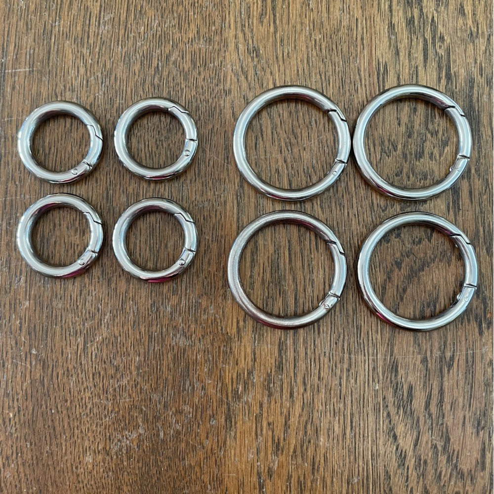 Miche Silver Interchangeable Round Carabiners Large 2" Small 1.5" Bundle of 8